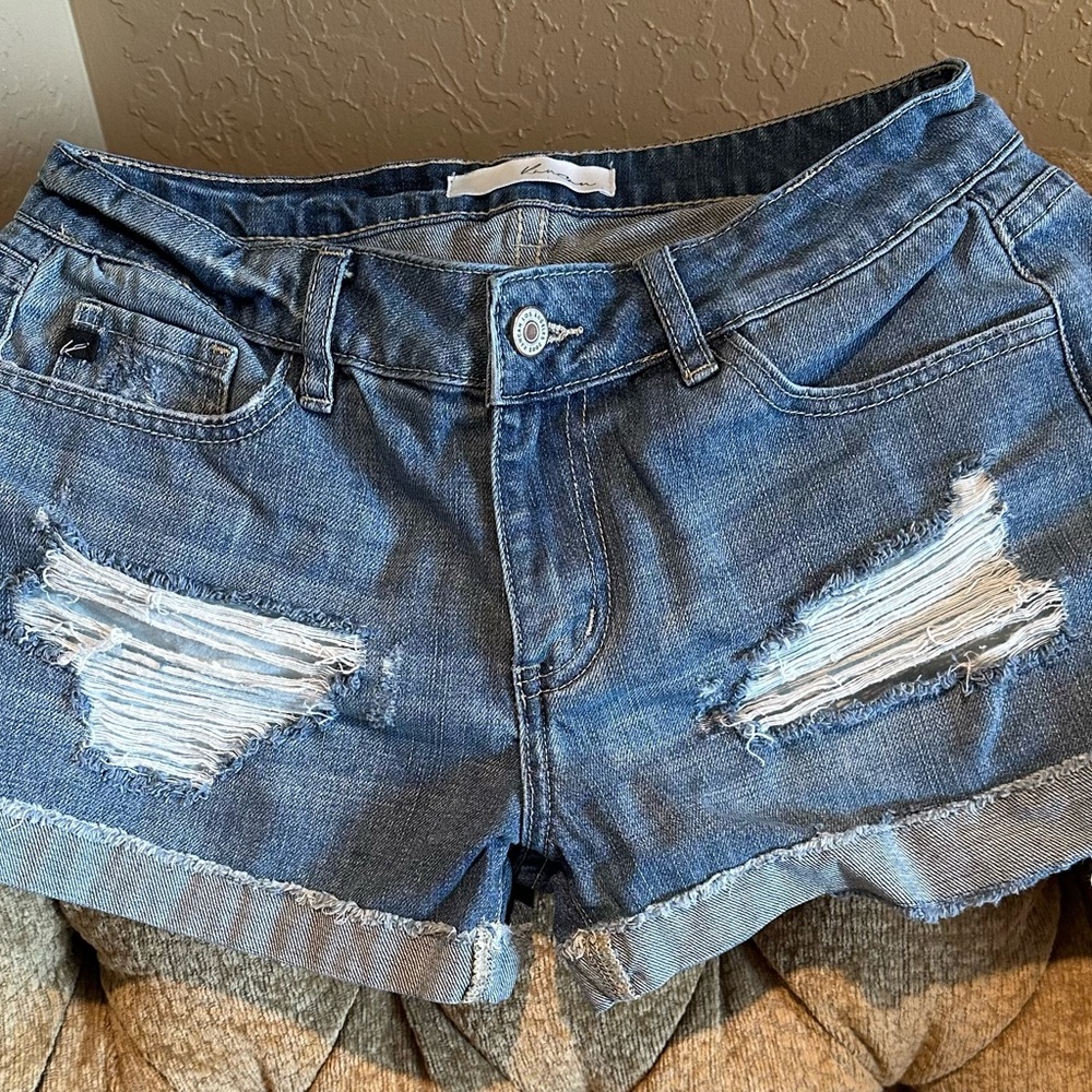 KanCan Blue Distressed Jean Shorts